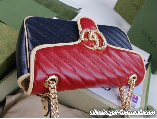 Top Quality Gucci GG Marmont small shoulder bag 443497 Blue and red