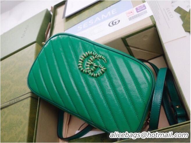 Fashion Gucci GG Marmont small shoulder bag 447632 Bright green