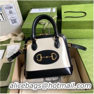 Modern Classic Gucci Horsebit 1955 mini top handle bag 640716 black&white