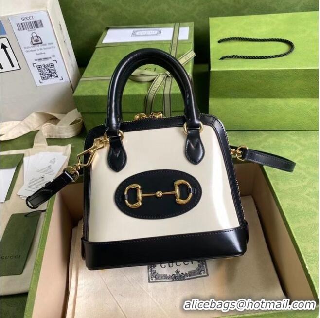 Modern Classic Gucci Horsebit 1955 mini top handle bag 640716 black&white