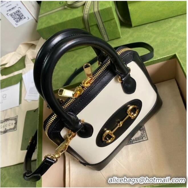 Modern Classic Gucci Horsebit 1955 mini top handle bag 640716 black&white