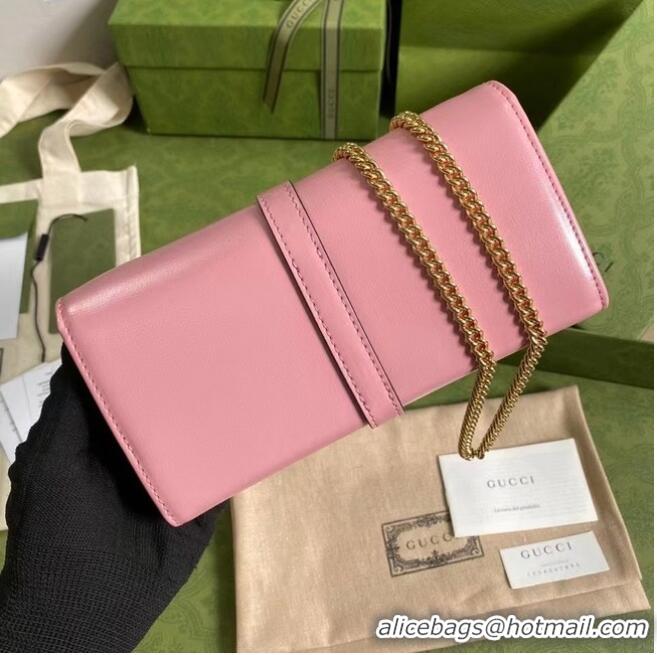 Good Looking Gucci Jackie 1961 ostrich chain wallet 652681 pink