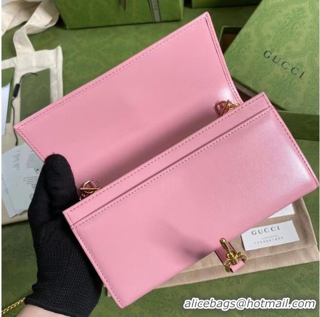 Good Looking Gucci Jackie 1961 ostrich chain wallet 652681 pink