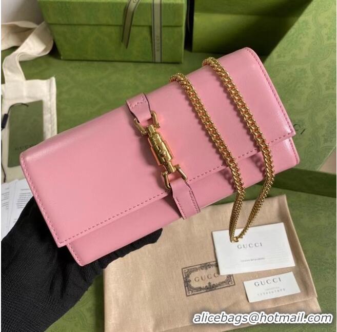 Good Looking Gucci Jackie 1961 ostrich chain wallet 652681 pink