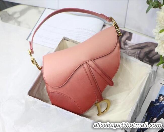 Top Design DIOR SADDLE BAG Gradient Calfskin M0446C Pink &Shoulder strap