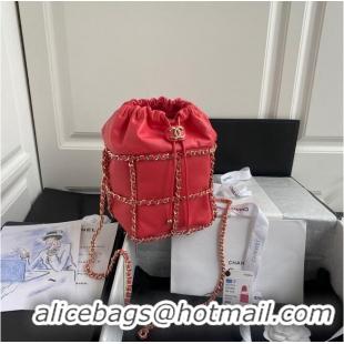 Top Quality Chanel Drawstring Bag Lambskin & Gold Metal AS2314 AS2313 Red