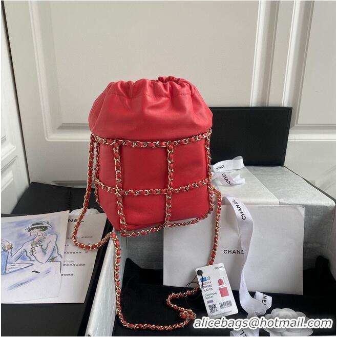 Top Quality Chanel Drawstring Bag Lambskin & Gold Metal AS2314 AS2313 Red