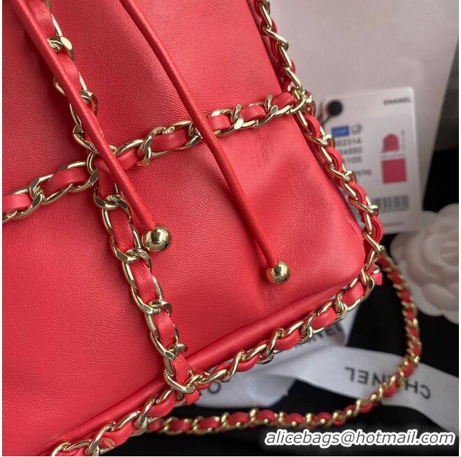 Top Quality Chanel Drawstring Bag Lambskin & Gold Metal AS2314 AS2313 Red