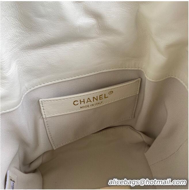 Top Quality Chanel Drawstring Bag Lambskin & Gold Metal AS2314 AS2313 White