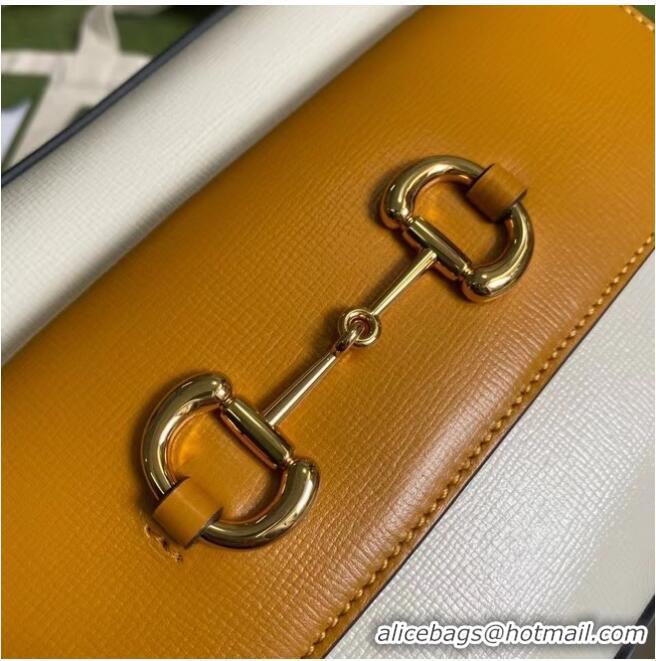 Top Design Gucci Horsebit 1955 small shoulder bag 645454 Burnt orange and white leather