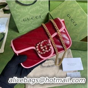 Famous Brand Gucci GG Marmont super mini bag 574969 Wine&Pink