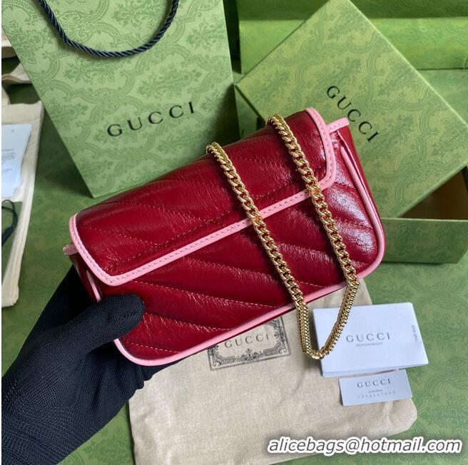 Famous Brand Gucci GG Marmont super mini bag 574969 Wine&Pink