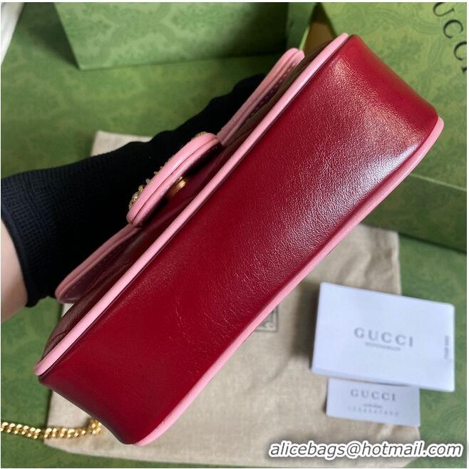 Famous Brand Gucci GG Marmont super mini bag 574969 Wine&Pink