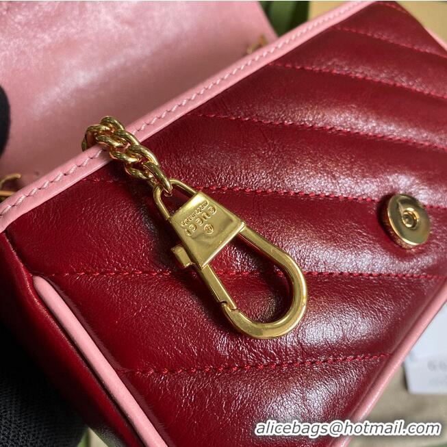 Famous Brand Gucci GG Marmont super mini bag 574969 Wine&Pink