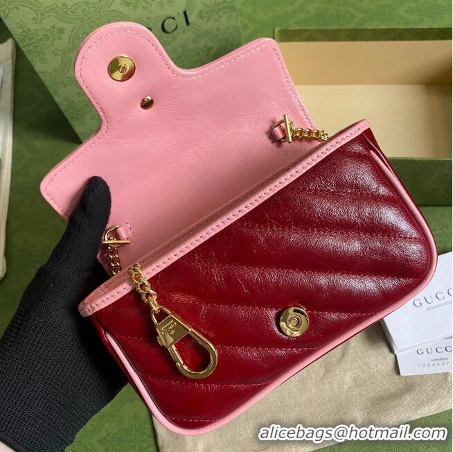 Famous Brand Gucci GG Marmont super mini bag 574969 Wine&Pink