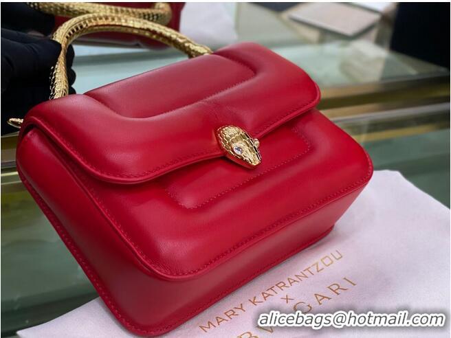 Best Price Bvlgari Serpenti Forever leather small crossbody bag B209107 Red