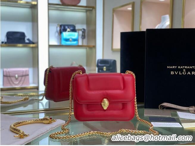 Best Price Bvlgari Serpenti Forever leather small crossbody bag B209107 Red