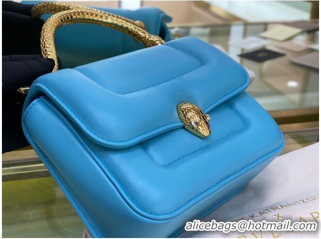 Well Crafted Bvlgari Serpenti Forever leather small crossbody bag B209107 Sky Blue