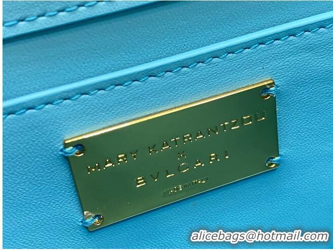 Well Crafted Bvlgari Serpenti Forever leather small crossbody bag B209107 Sky Blue