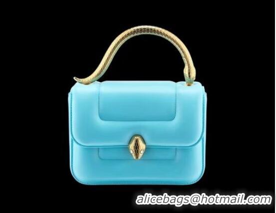 Well Crafted Bvlgari Serpenti Forever leather small crossbody bag B209107 Sky Blue