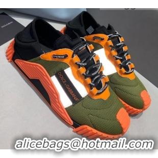 Custom Dolce & Gabbana NS1 SLIP ON Sneakers in Mixed Materials Green/Orange 061623