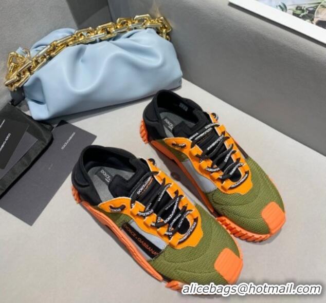 Custom Dolce & Gabbana NS1 SLIP ON Sneakers in Mixed Materials Green/Orange 061623