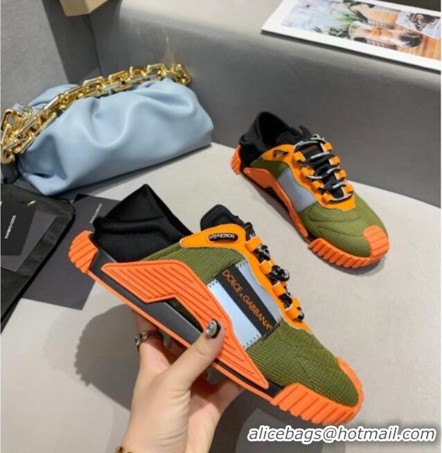 Custom Dolce & Gabbana NS1 SLIP ON Sneakers in Mixed Materials Green/Orange 061623