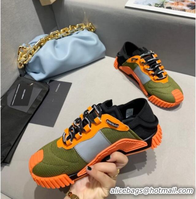 Custom Dolce & Gabbana NS1 SLIP ON Sneakers in Mixed Materials Green/Orange 061623