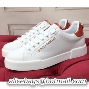 New Style Dolce & Gabbana PORTOFINO Sneakers In Calfskin With Lettering White 061625