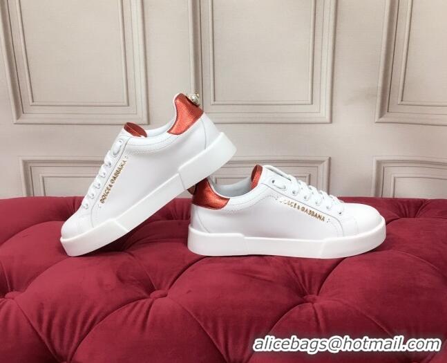 New Style Dolce & Gabbana PORTOFINO Sneakers In Calfskin With Lettering White 061625