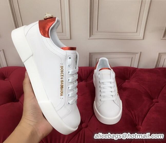 New Style Dolce & Gabbana PORTOFINO Sneakers In Calfskin With Lettering White 061625