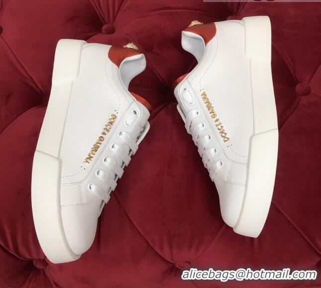 New Style Dolce & Gabbana PORTOFINO Sneakers In Calfskin With Lettering White 061625