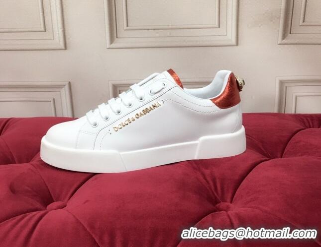 New Style Dolce & Gabbana PORTOFINO Sneakers In Calfskin With Lettering White 061625