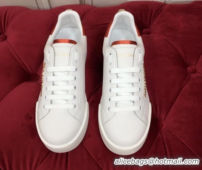 New Style Dolce & Gabbana PORTOFINO Sneakers In Calfskin With Lettering White 061625