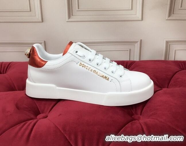 New Style Dolce & Gabbana PORTOFINO Sneakers In Calfskin With Lettering White 061625