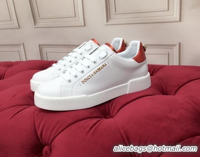 New Style Dolce & Gabbana PORTOFINO Sneakers In Calfskin With Lettering White 061625