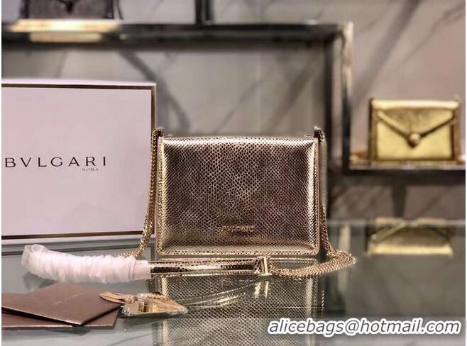 Buy Discount Bvlgari Serpenti Forever leather small crossbody bag B210544 Light Gold