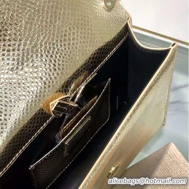 Buy Discount Bvlgari Serpenti Forever leather small crossbody bag B210544 Light Gold