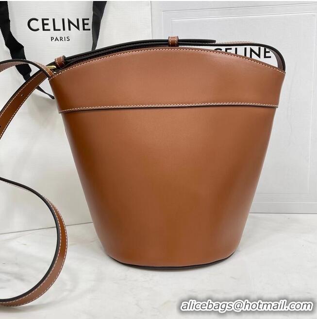 Low Price Celine BUCKET BAG IN SHINY CALFSKIN CR92072 Brown