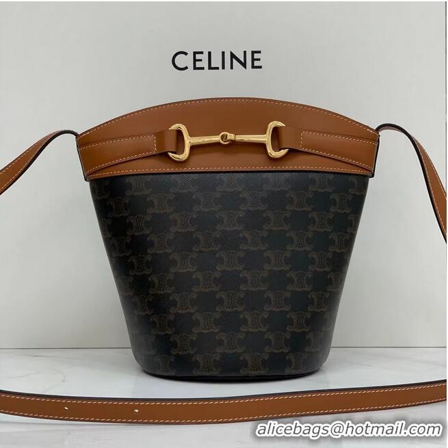 Super Quality Celine BUCKET BAG IN SHINY CALFSKIN CR92072 Coffee