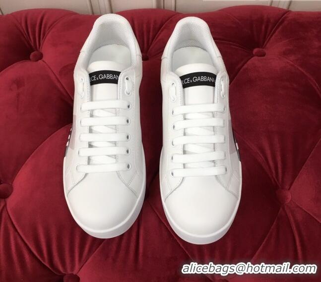 Best Luxury Dolce & Gabbana PORTOFINO Sneakers In Calfskin With Logo Tape White 061627