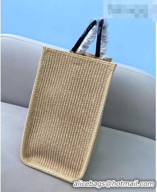 Best Grade FENDI Sunshine Medium Woven Straw Shopper Bag FD5091 2021