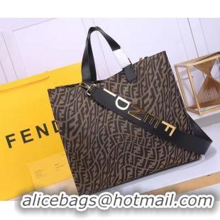 Good Price Fendi FF Canvas Tote Bag FD0485 Black 2021