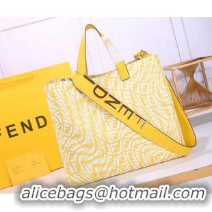 Low Cost Fendi FF Canvas Tote Bag FD0485 Yellow 2021