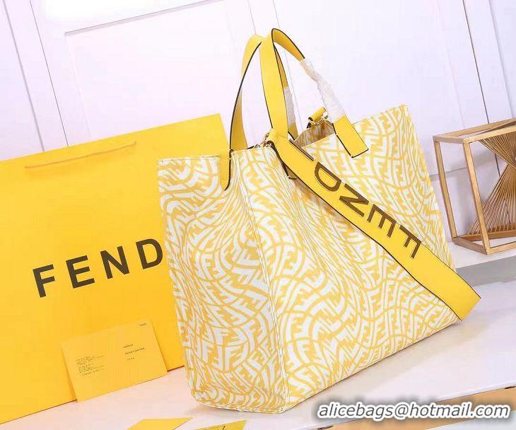 Low Cost Fendi FF Canvas Tote Bag FD0485 Yellow 2021