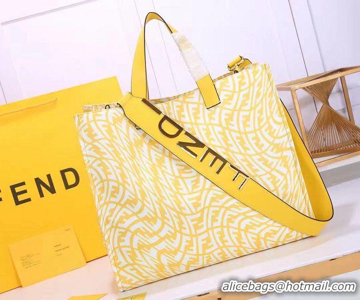 Low Cost Fendi FF Canvas Tote Bag FD0485 Yellow 2021