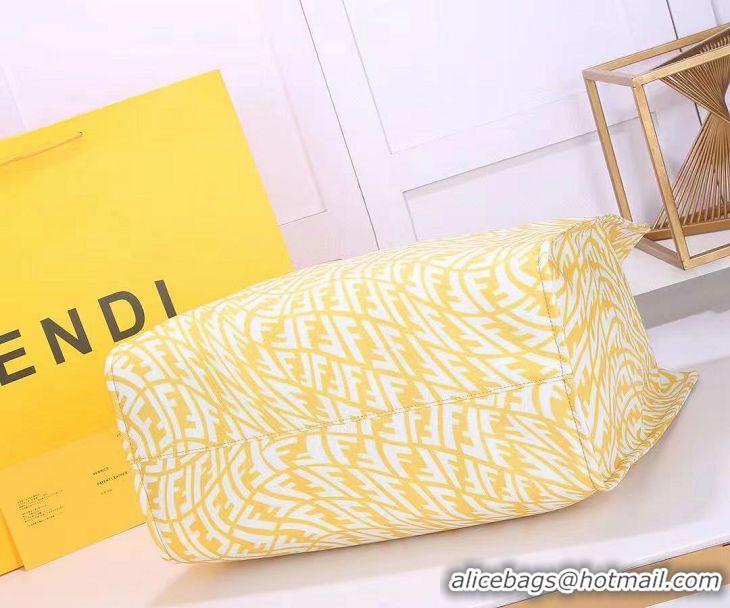 Low Cost Fendi FF Canvas Tote Bag FD0485 Yellow 2021