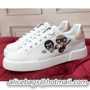 Good Product Dolce & Gabbana PORTOFINO Sneakers In Calfskin With Patch White/Guitar 061628