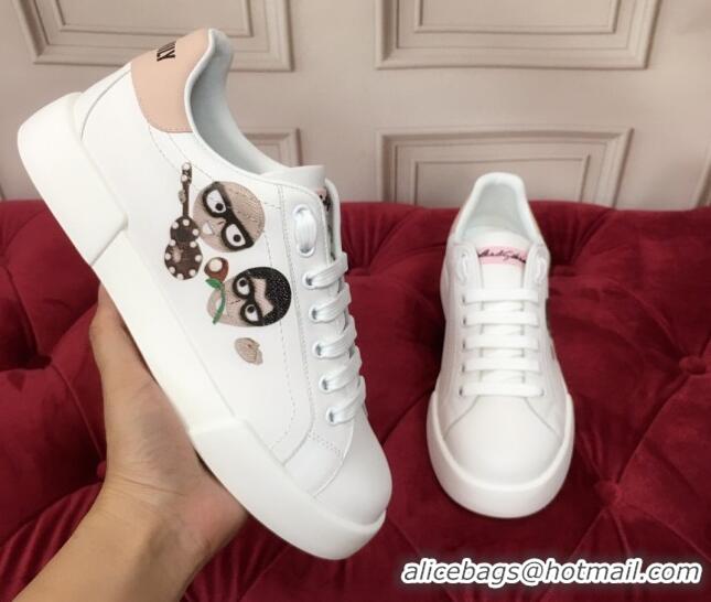 Good Product Dolce & Gabbana PORTOFINO Sneakers In Calfskin With Patch White/Guitar 061628