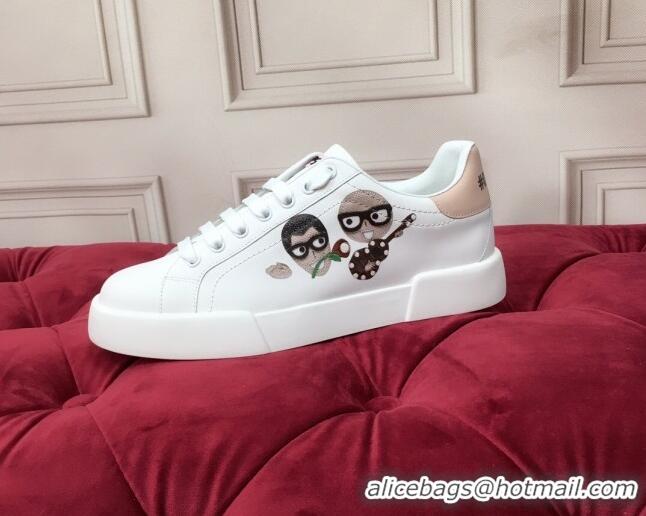 Good Product Dolce & Gabbana PORTOFINO Sneakers In Calfskin With Patch White/Guitar 061628